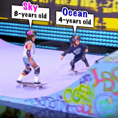 8-year-old Sky and her 4-year-old brother Ocean skateboard on 'Little Big Shots'