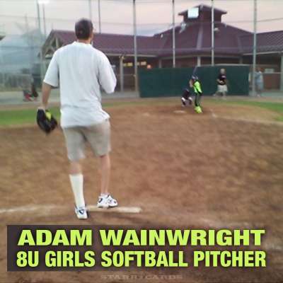 Cardinals Adam Wainwright moonlights as 8u girls softball pitcher