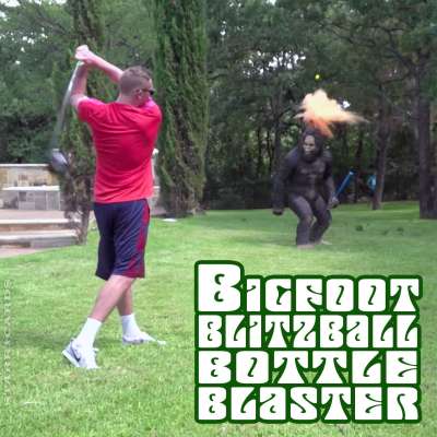 Dude Perfect's "Bigfoot Blitzball Bottle Blaster" trick shot