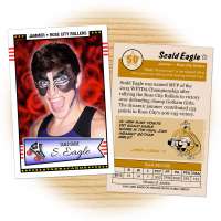 Fan card of Rose City Rollers jammer Scald Eagle