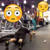 Guy does pushups after treadmill fail