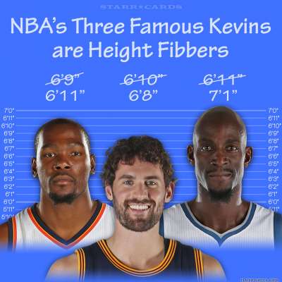 Kevin Durant, Kevin Love and Kevin Garnett all fib about their height
