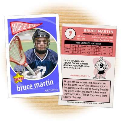 Lacrosse card template from Starr Cards Lacrosse Card Maker.