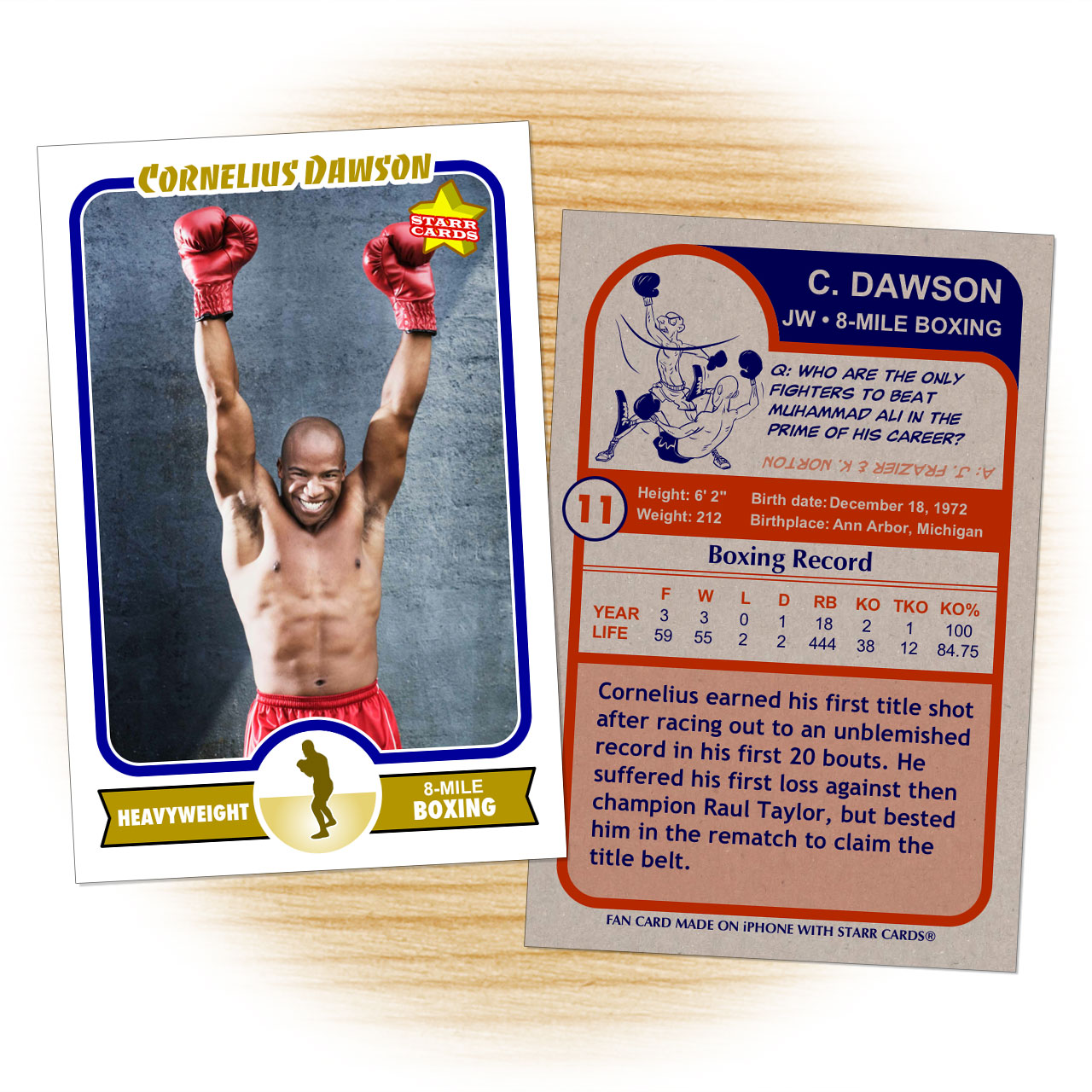 Custom Boxing Cards Retro 75™ Series Starr Cards