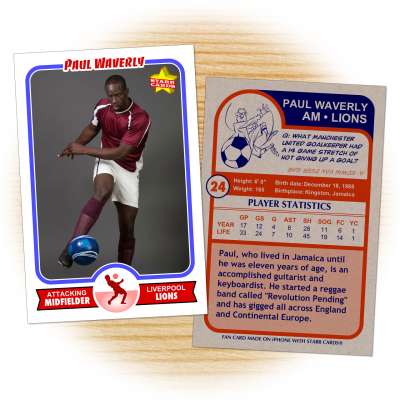 Soccer card template from Starr Cards Soccer Card Maker.