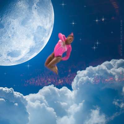 Simone Biles jumps over the moon at 2016 Rio Olympics