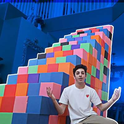 YouTuber Brian Awadis (aka FaZe Rug) makes stairs from foam-pit cubes