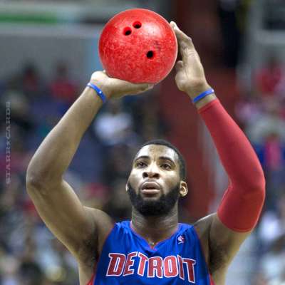 Pistons center Andre Drummond bowling.