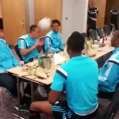 Chelsea midfielder John Obi Mikel scores on header at dinner