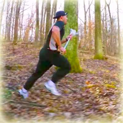 New York Lizards lacrosse star Paul Rabil runs in the woods with GoPro