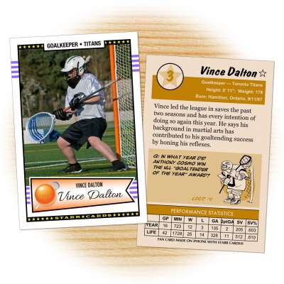 Lacrosse card template from Starr Cards Lacrosse Card Maker.