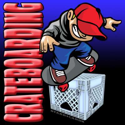 Skateboarding on a crate equals crateboarding