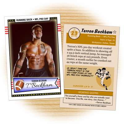 Terron Beckham NFL pro day fan card