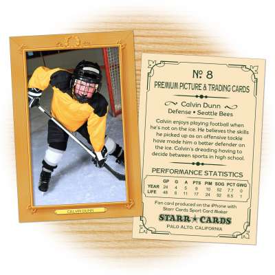 Hockey card template from Starr Cards Hockey Card Maker.